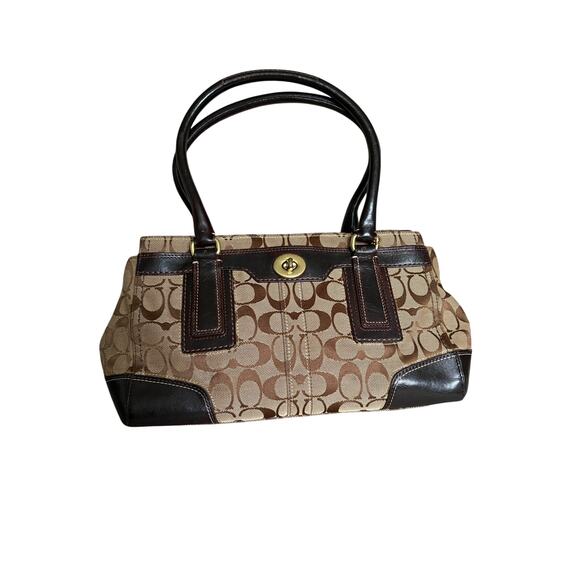 Coach Handbags - Vintage Coach Signature Jacquard Satchel in Brown/Tan